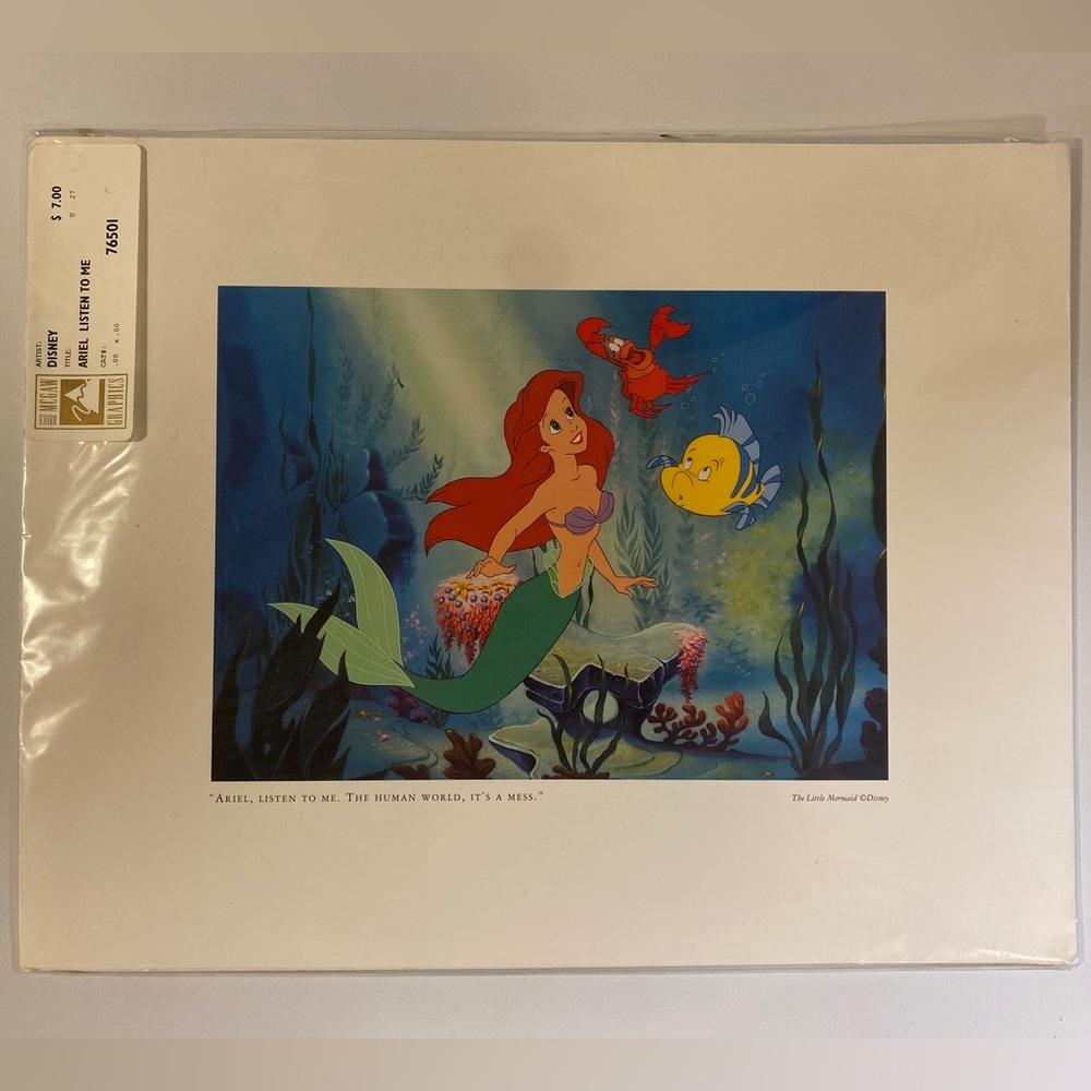 DISNEY Ariel 90s Lithograph - kept in plastic